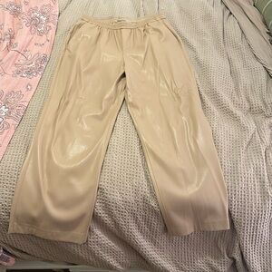Elie Tahari- Cream Faux Leather Trouser - L